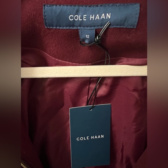 New Cole Haan Belted Raglan Melton Wool Coat Women’s Size 12 - Picture 5 of 10